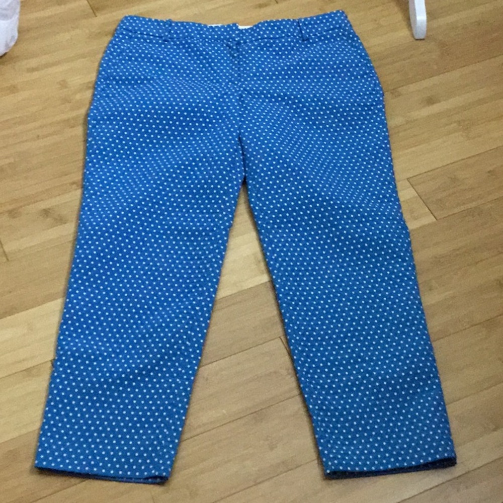 J. Crew Capris Blue / White polka dot 8